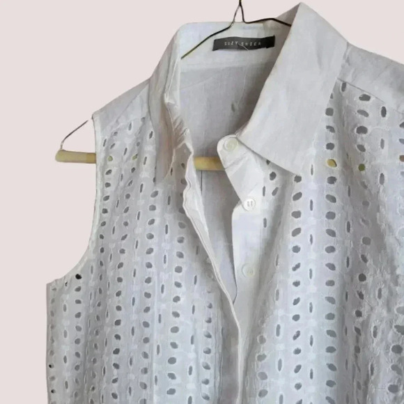 Suzy Shier Cotton Eyelet design Sleeveless Top  Small - Picture 1 of 7